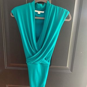 Boston Proper Teal Faux Wrap Sleeveless Dress 6
